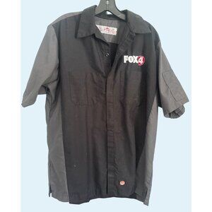 Vintage Red Kap Fox News Channel 4 Logo Work Shirt Black/Gray size Large LG L